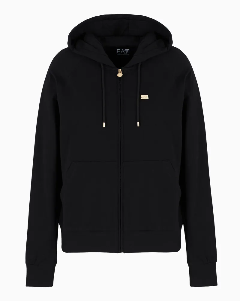 EA7 Core Lady Sweatshirt mit Kapuze aus Baumwollstretch Schwarz