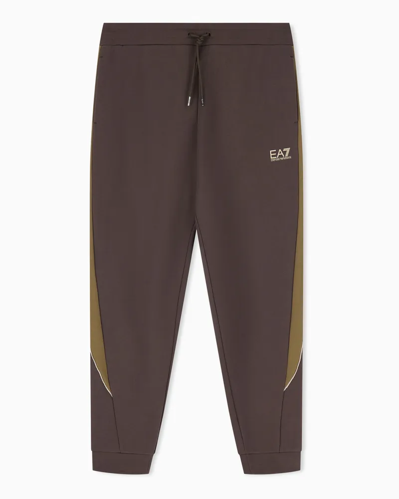 EA7 Jogginghose aus Baumwolljersey mit gerippten Bündchen Braun