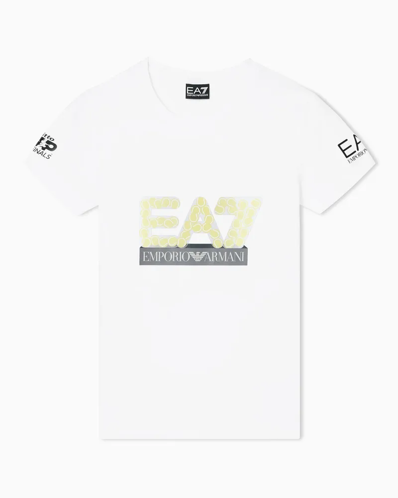 EA7 Nitto ATP Finals – Maxi-Logo-T-Shirt mit Rundhalsausschnitt Weiß