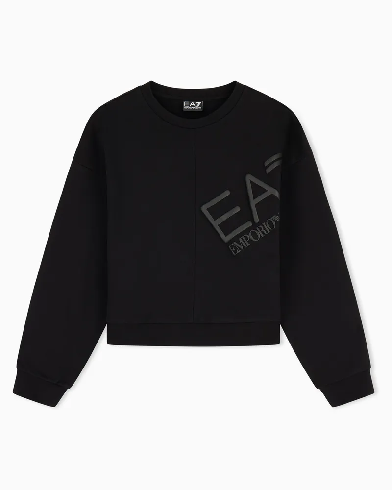 EA7 Logo Series Sweatshirt aus Baumwolljersey Schwarz