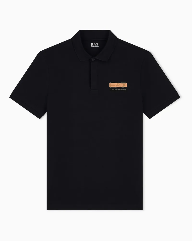 EA7 Poloshirt Visibility schmal geschnitten aus Baumwolljersey Schwarz