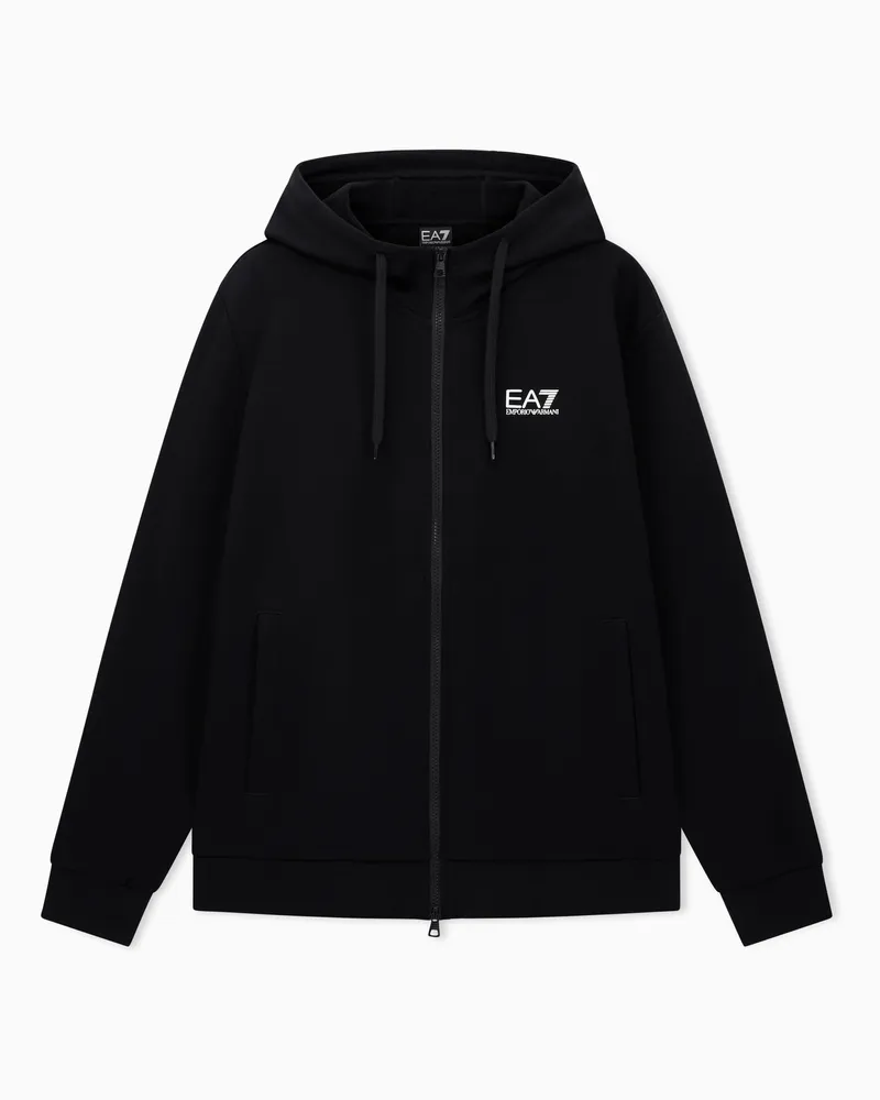EA7 Core Identity Sweatshirt mit Kapuze aus einer Baumwollmischung Schwarz