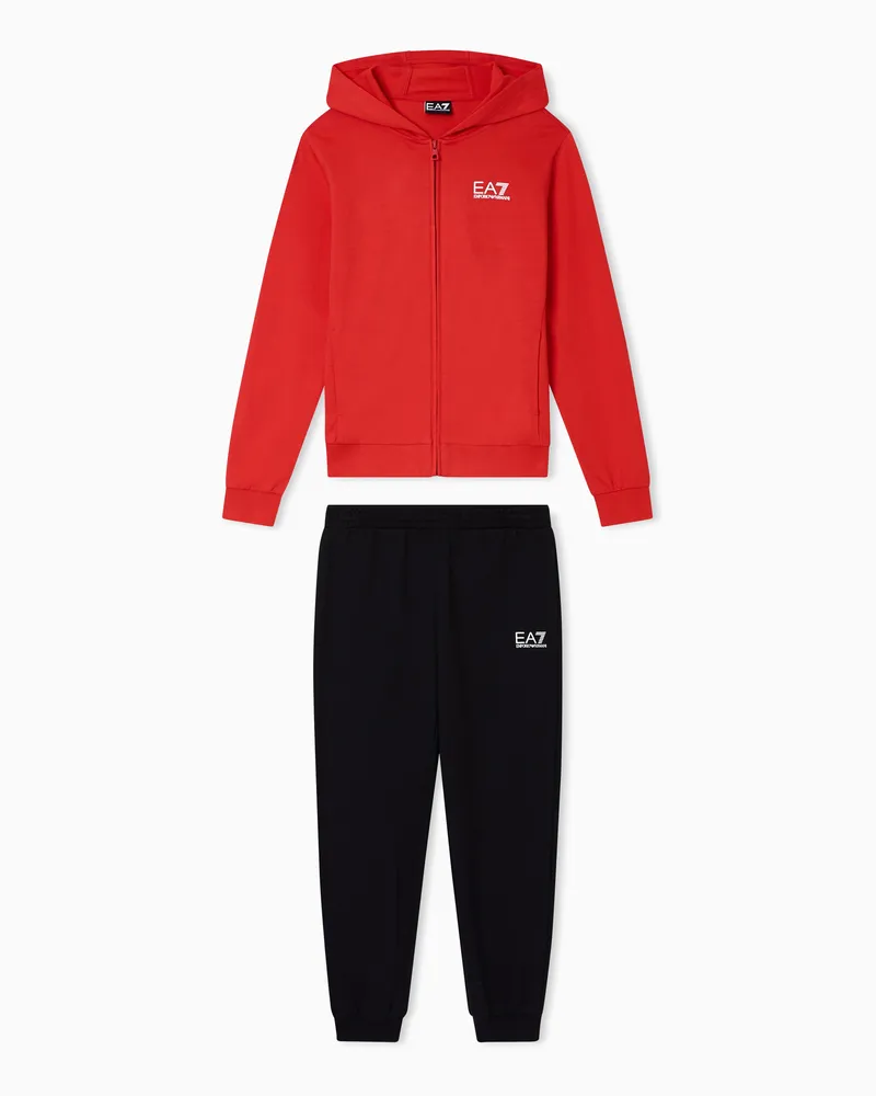 EA7 Trainingsanzug Core Identity Boy aus Baumwolle mit Kapuze Rot