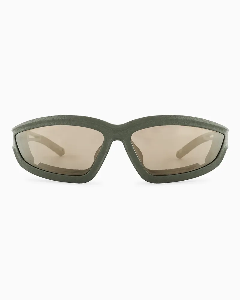 EA7 Sportliche Sonnenbrille mit unregelmäßig geformter Fassung Beige