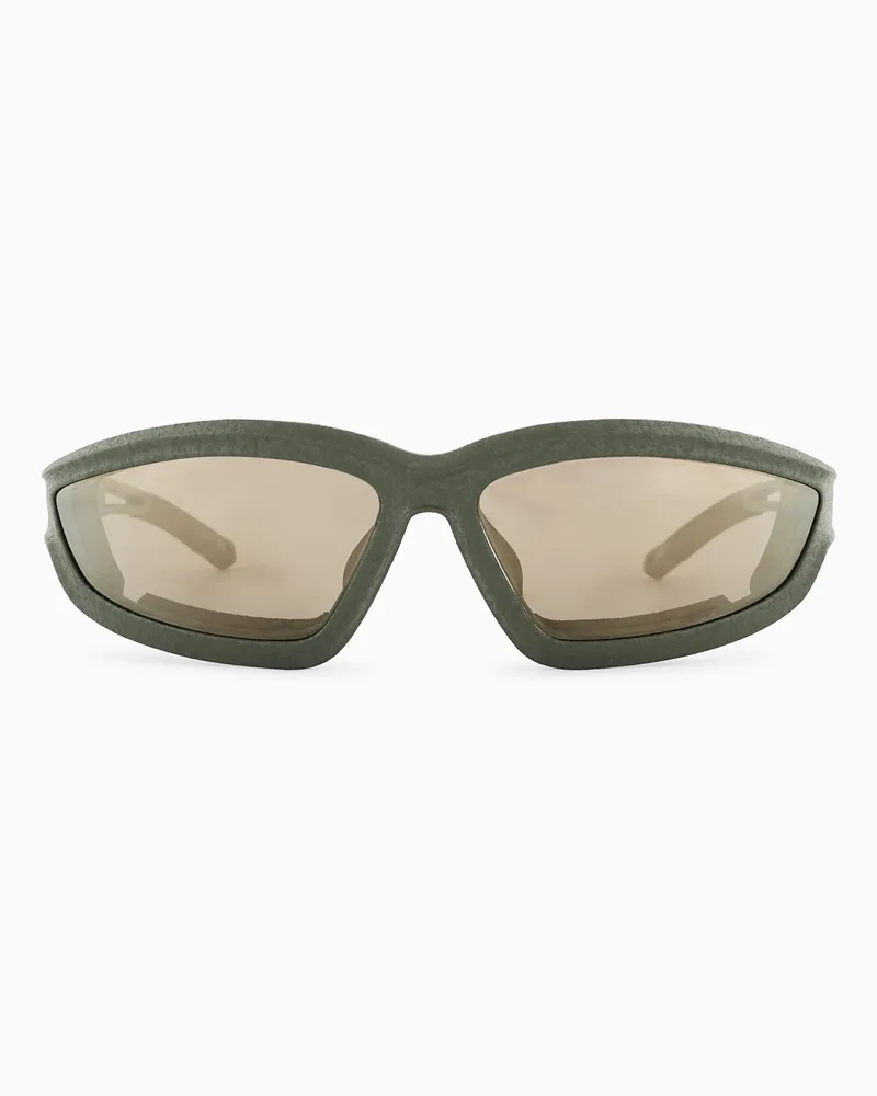 EA7 Sportliche Sonnenbrille mit unregelmäßig geformter Fassung Beige