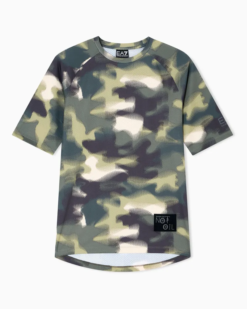 EA7 Urban Escape T-Shirt mit Rundhalsausschnitt aus elastischem Funktionsgewebe Grün