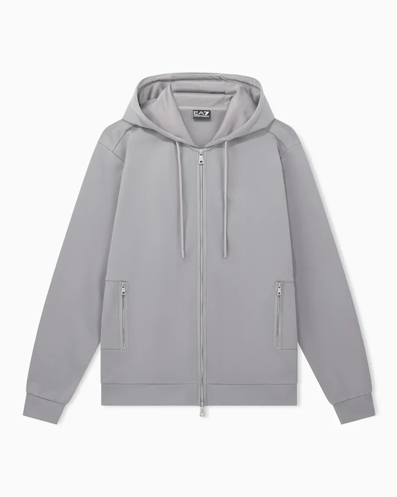 EA7 Kapuzenjacke Lux Identity mit Kordelzug und Reißverschluss Grau