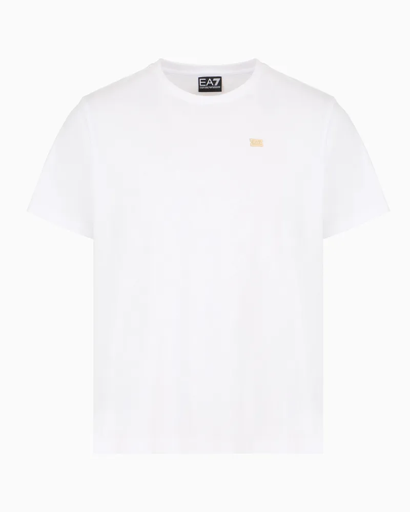 EA7 Core Lady T-Shirt mit Rundhalsausschnitt aus Baumwollstretch-Jersey Weiß