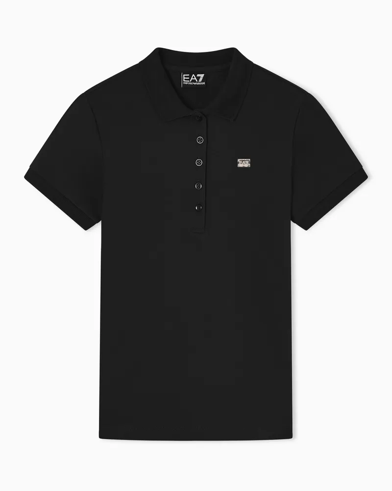 EA7 Poloshirt Core Lady Slim Fit aus Baumwolljersey Schwarz