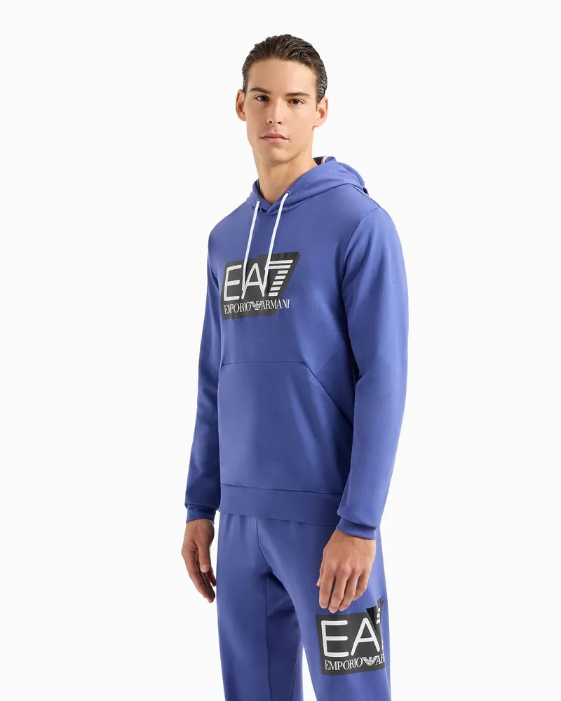 EA7 Visibility Sweatshirt mit Kapuze Aus Baumwolle Blau