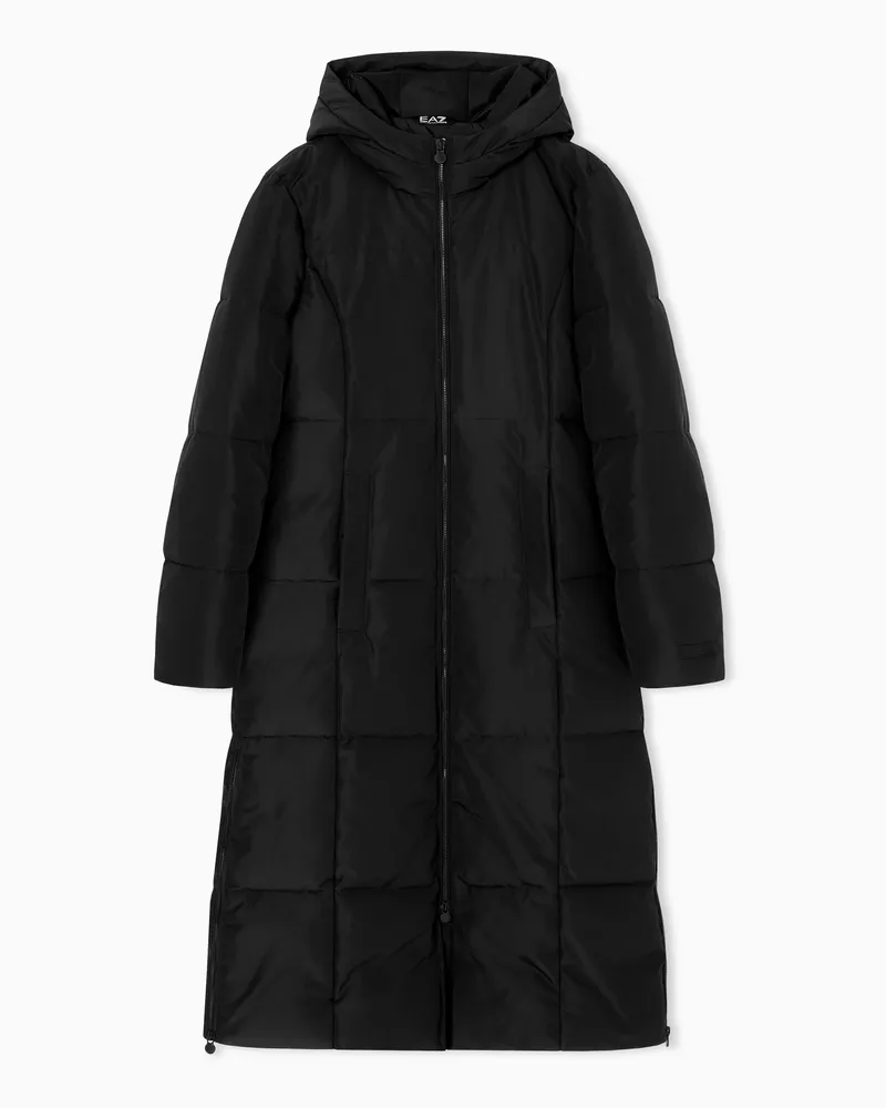 EA7 ASV Winter Mix lange, wattierte Jacke aus recyceltem Nylon Schwarz