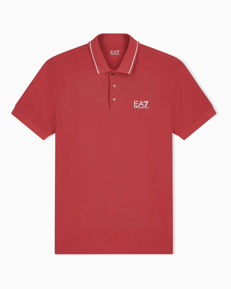 EA7 Core Identity Poloshirt aus Baumwollstretch-Pikee Rot