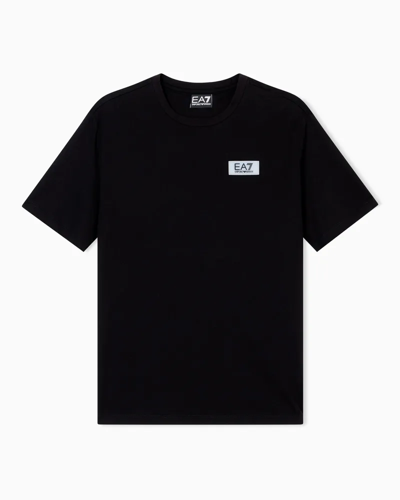 EA7 Contemporary Sport T-Shirt mit Rundhalsausschnitt aus Jersey-Baumwolle Schwarz