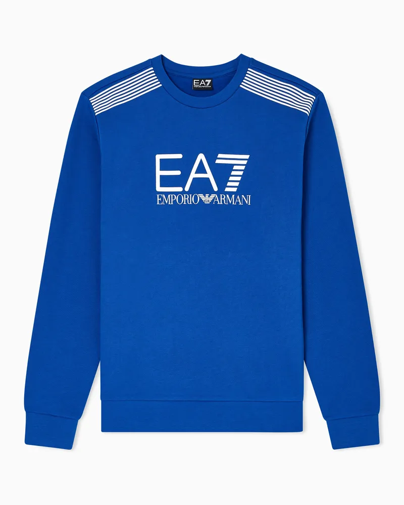 EA7 ASV 7 Lines Sweatshirt mit Rundhalsausschnitt aus einer Baumwollmischung Blau