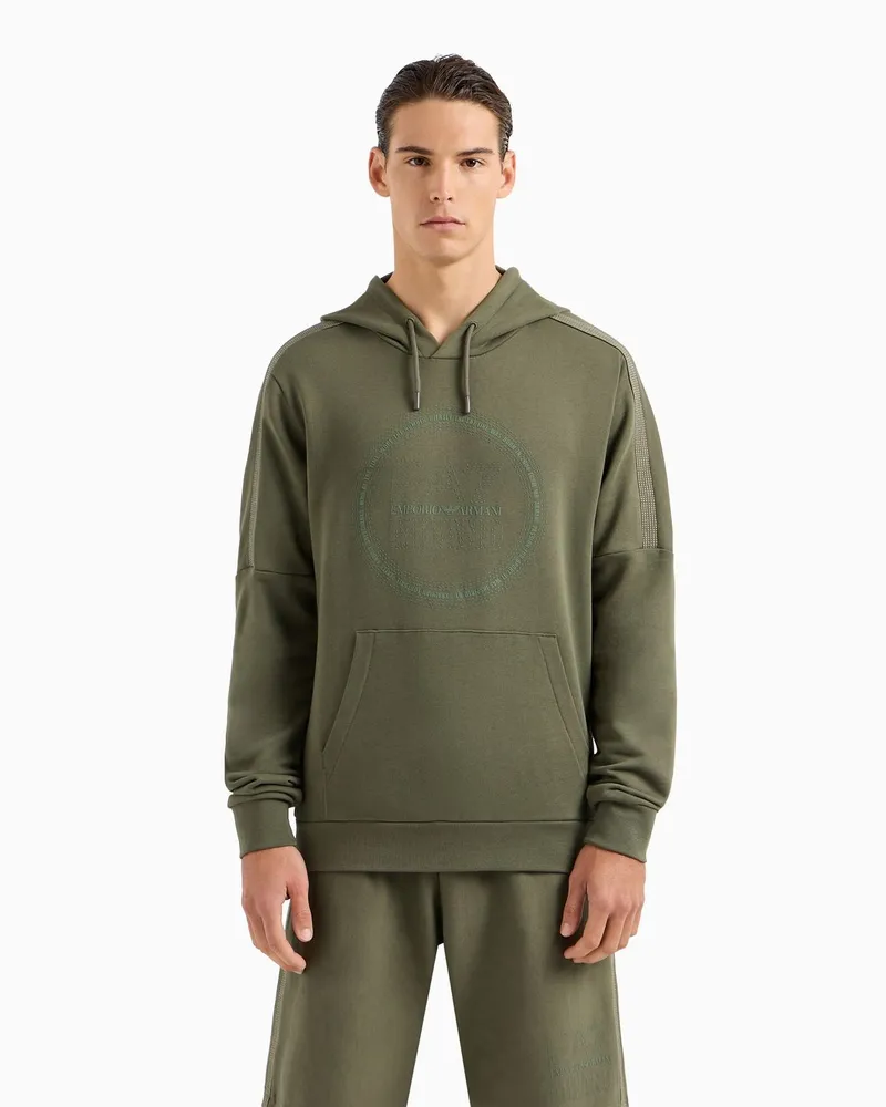 EA7 Logo Series Sweatshirt mit Kapuze Aus Einer Bio-baumwoll-mischung Military-grün