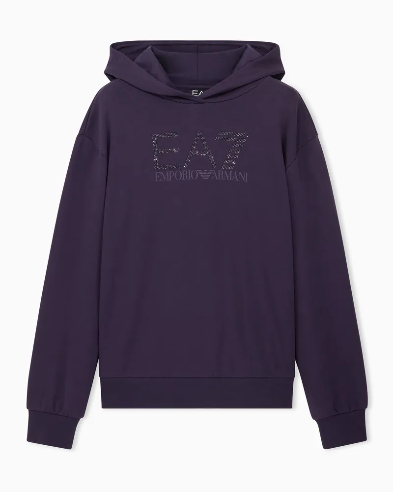 EA7 Baumwollstretch Sweatshirt Logo Series mit Kapuze Violett