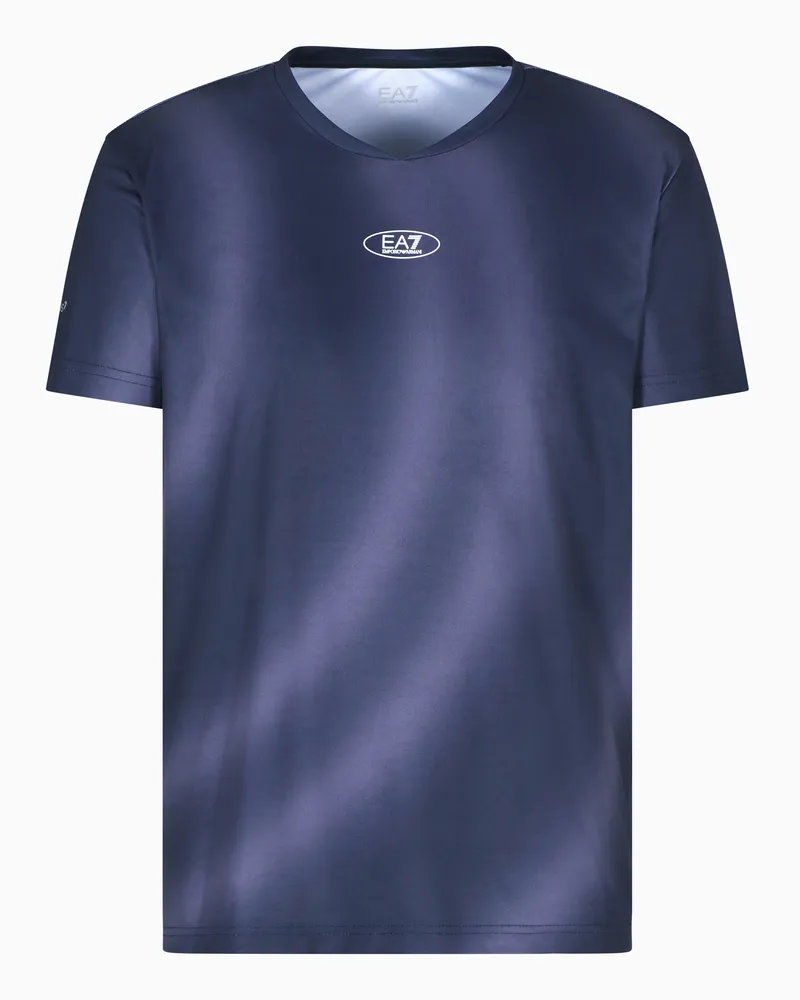 EA7 Tennis Pro Rundhals-T-Shirt aus VENTUS7-Funktionsgewebe Blau