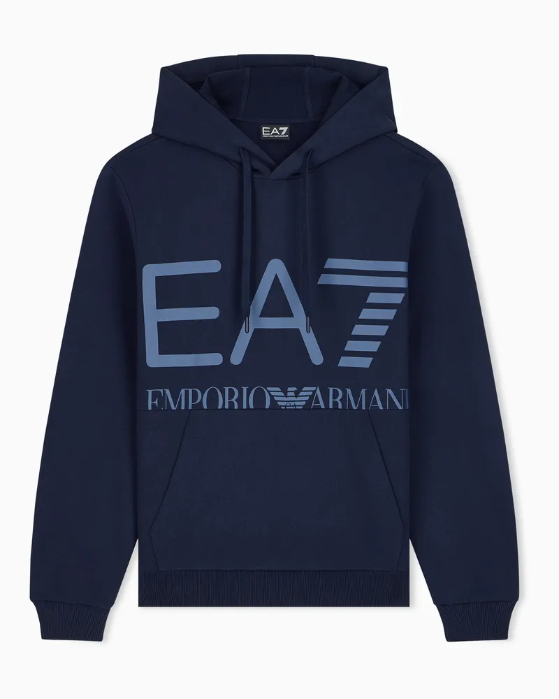 EA7 Hoodie Logo Series mit normaler Passform aus Baumwolljersey Marineblau