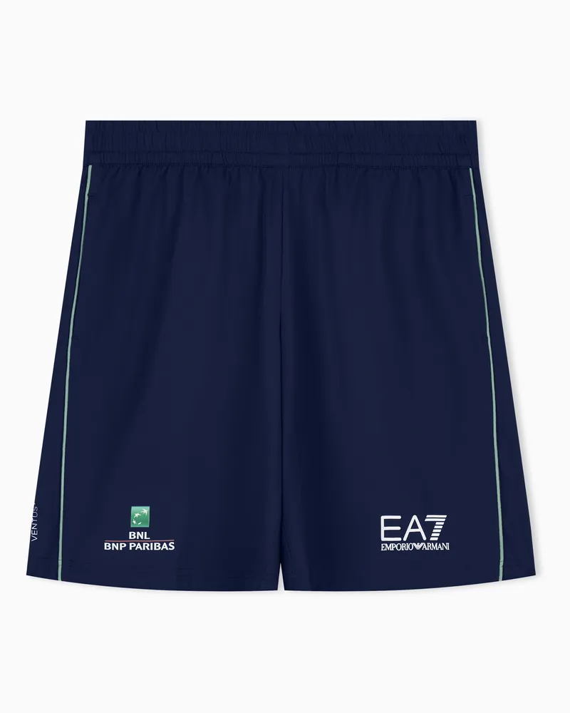 EA7 Internazionali BNL d’Italia Shorts, gefertigt aus VENTUS7 Funktionsgewebe Marineblau