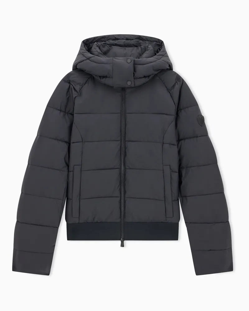EA7 Wattierte Regular Fit Bomberjacke aus Polyamid mit Kapuze Schwarz