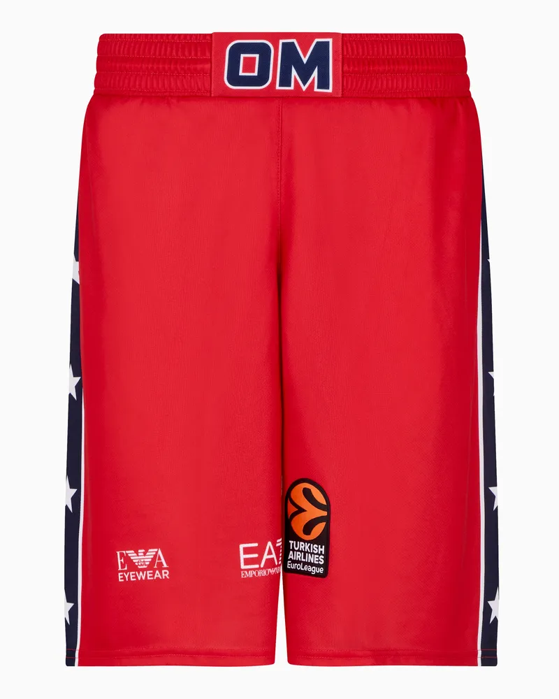 EA7 Olimpia Milano Shorts Nachbildung der Euroleague 24/25 Rot