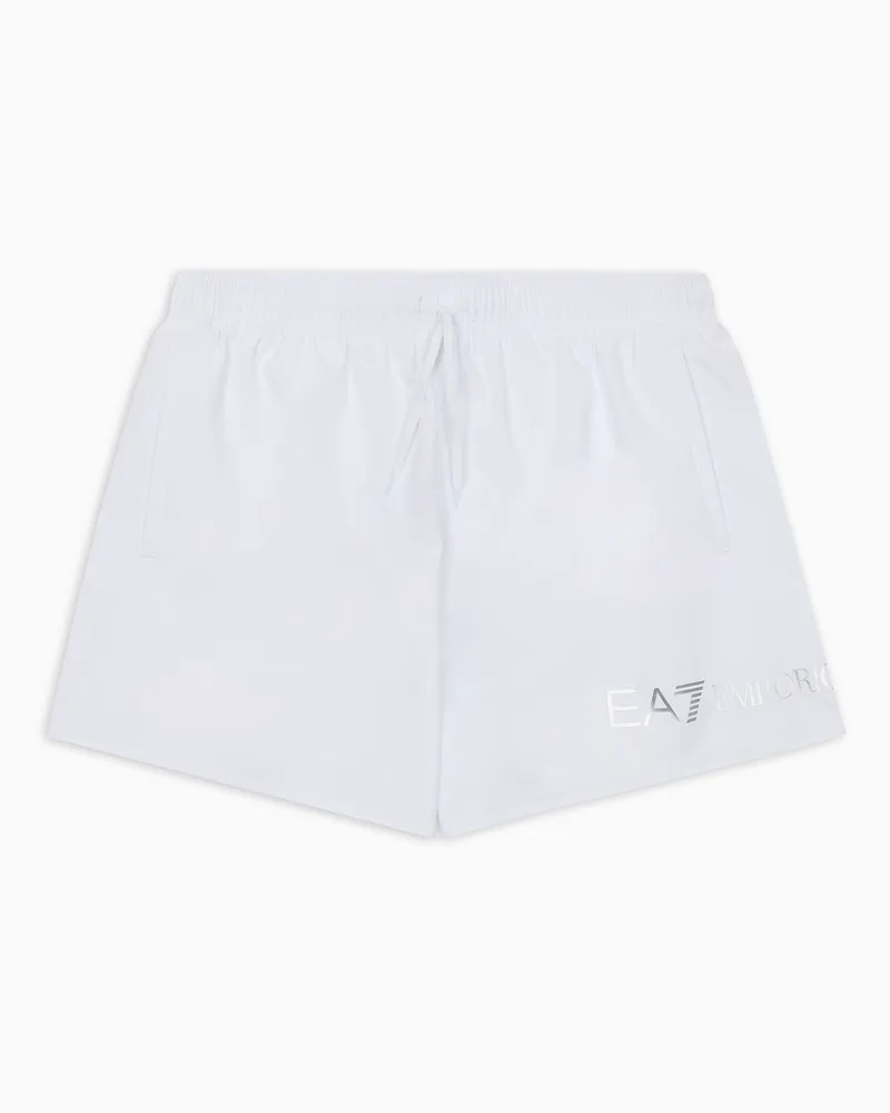 EA7 Badeboxershorts mit Logo Weiß