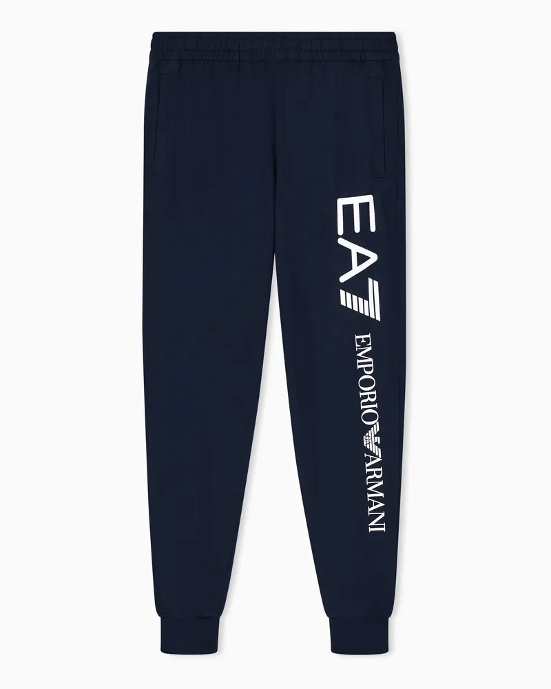 EA7 Logo Series Jogginghose aus Baumwolle Marineblau