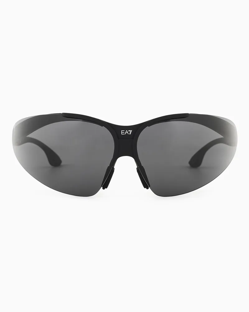 EA7 Sportliche Sonnenbrille mit unregelmäßig geformter Fassung Schwarz