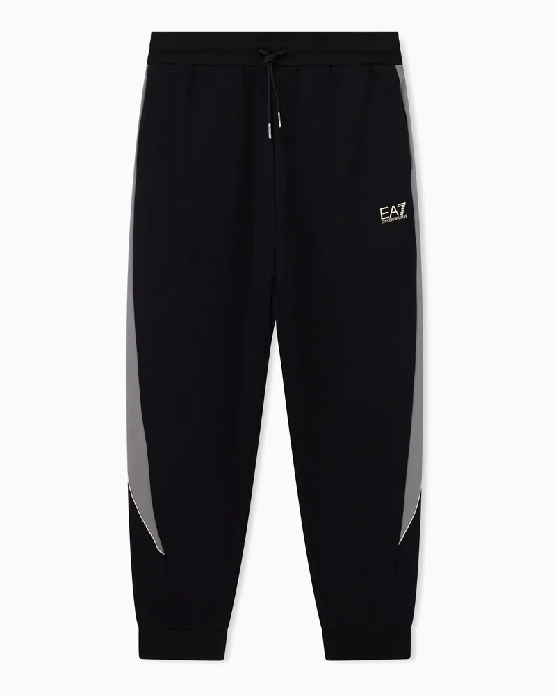 EA7 Jogginghose aus Baumwolljersey mit gerippten Bündchen Schwarz