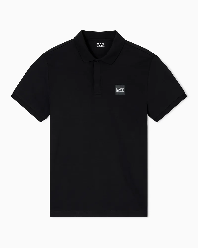 EA7 Visibility Poloshirt aus Baumwollstretch-Jersey Schwarz