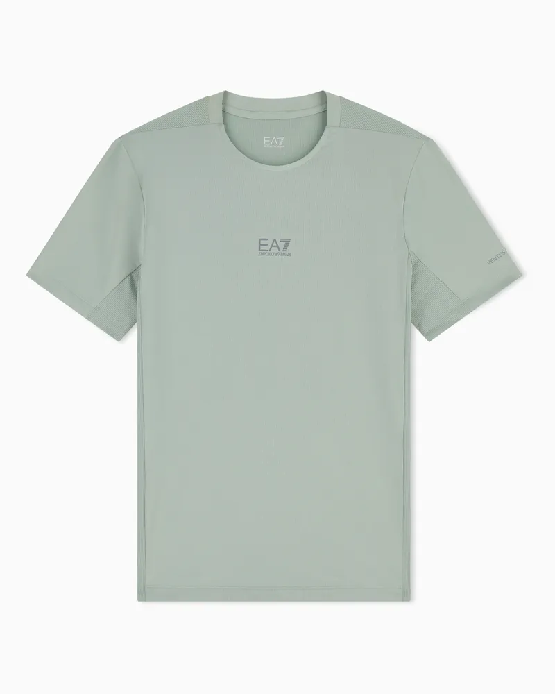 EA7 T-Shirt Ventus 7 schmaler Schnitt aus atmungsaktivem Jersey Hellblau