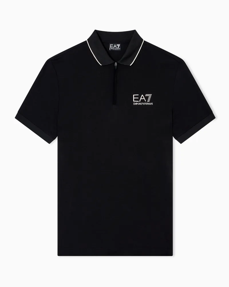 EA7 Gold Label Poloshirt aus einer Viskose-Mischung Schwarz
