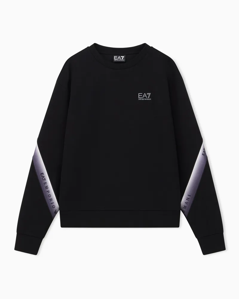 EA7 Sweatshirt Natural Ventus 7 Regular Passform Baumwolle Schwarz