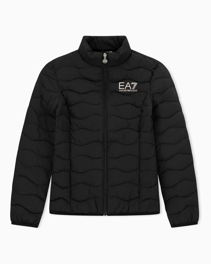 EA7 Packbare wattierte Core Lady Jacke aus leichtem Nylon Schwarz