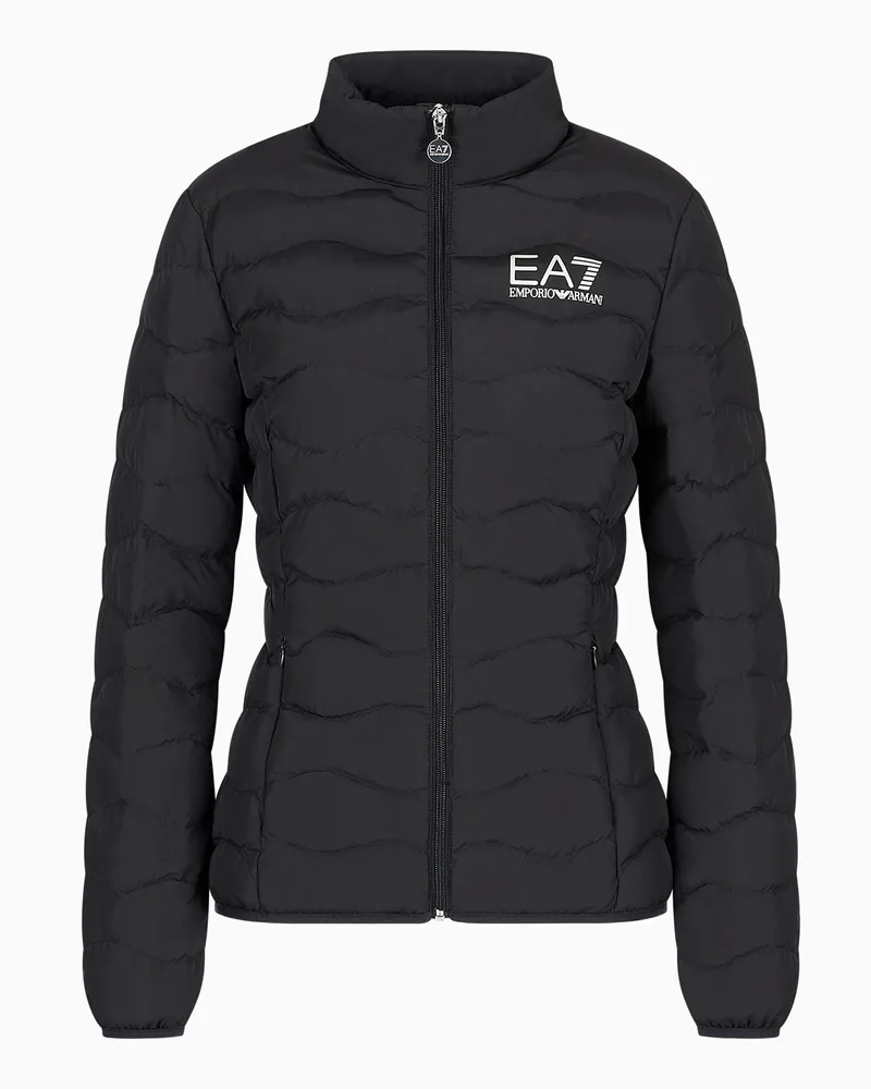 EA7 Packbare wattierte Core Lady Jacke aus leichtem Nylon Schwarz