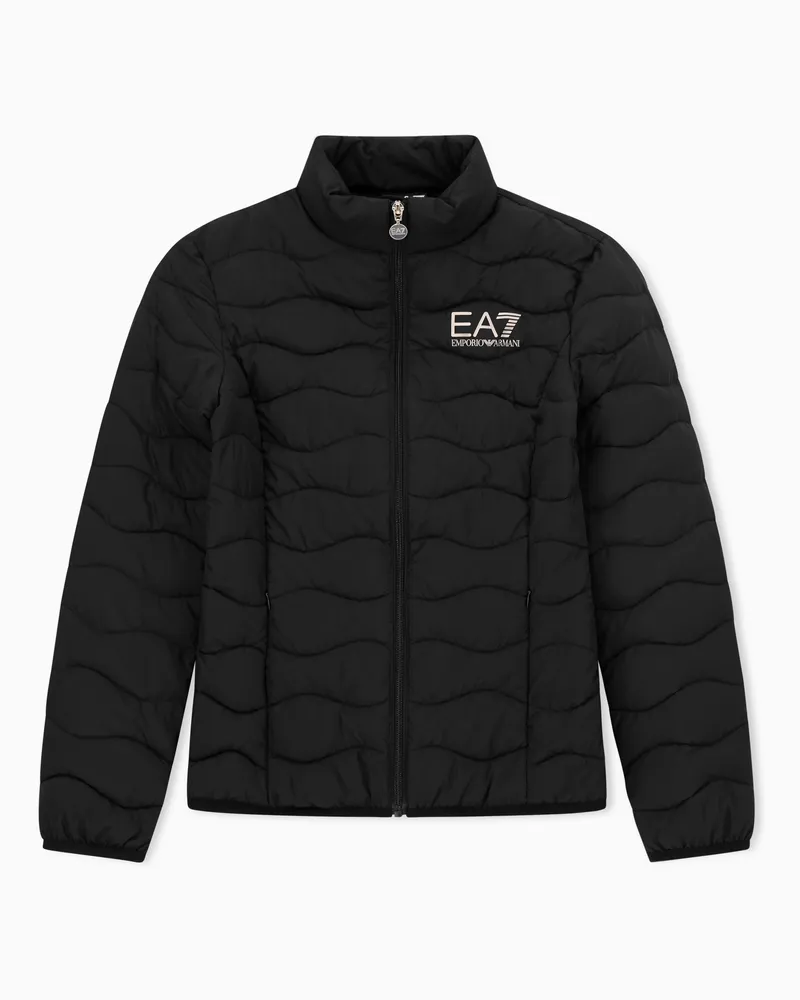 EA7 Packbare wattierte Core Lady Jacke aus leichtem Nylon Schwarz