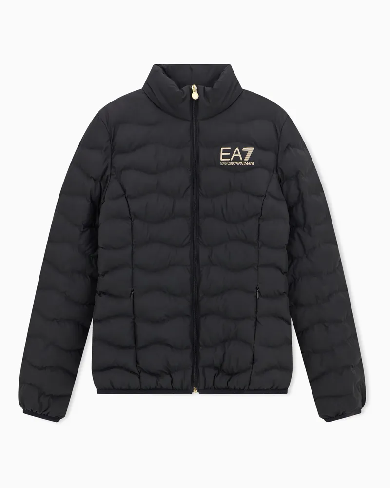 EA7 Packbare wattierte Core Lady Jacke aus leichtem Nylon Schwarz
