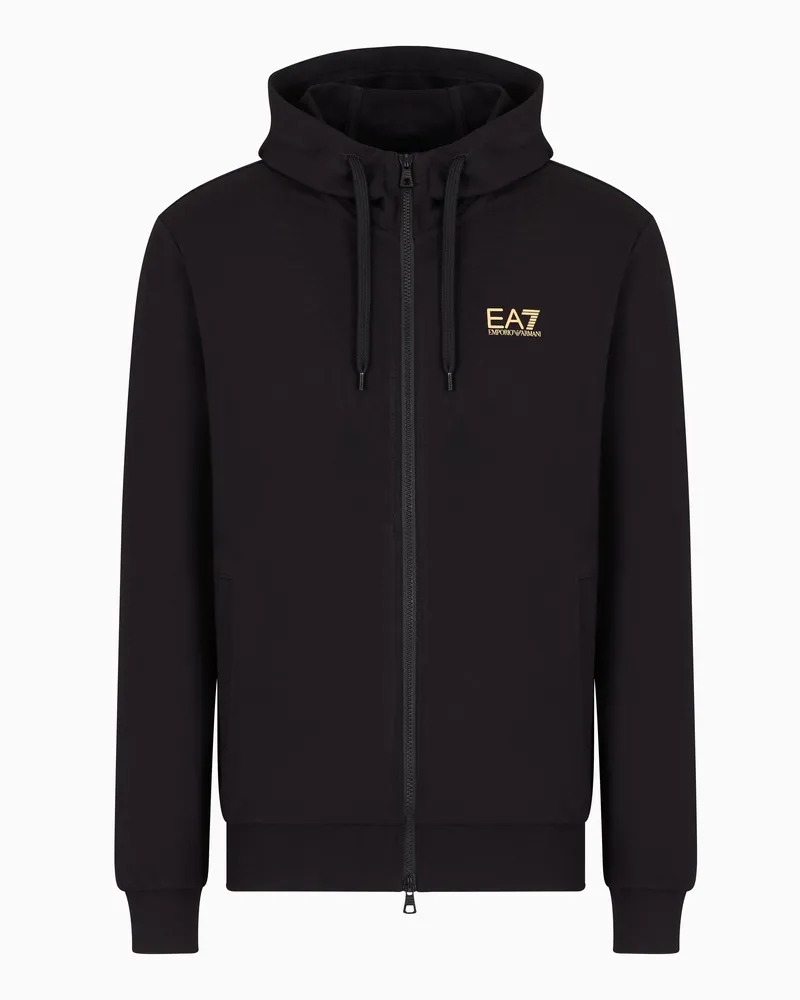 EA7 Core Identity Sweatshirt aus Baumwolle mit Kapuze Schwarz