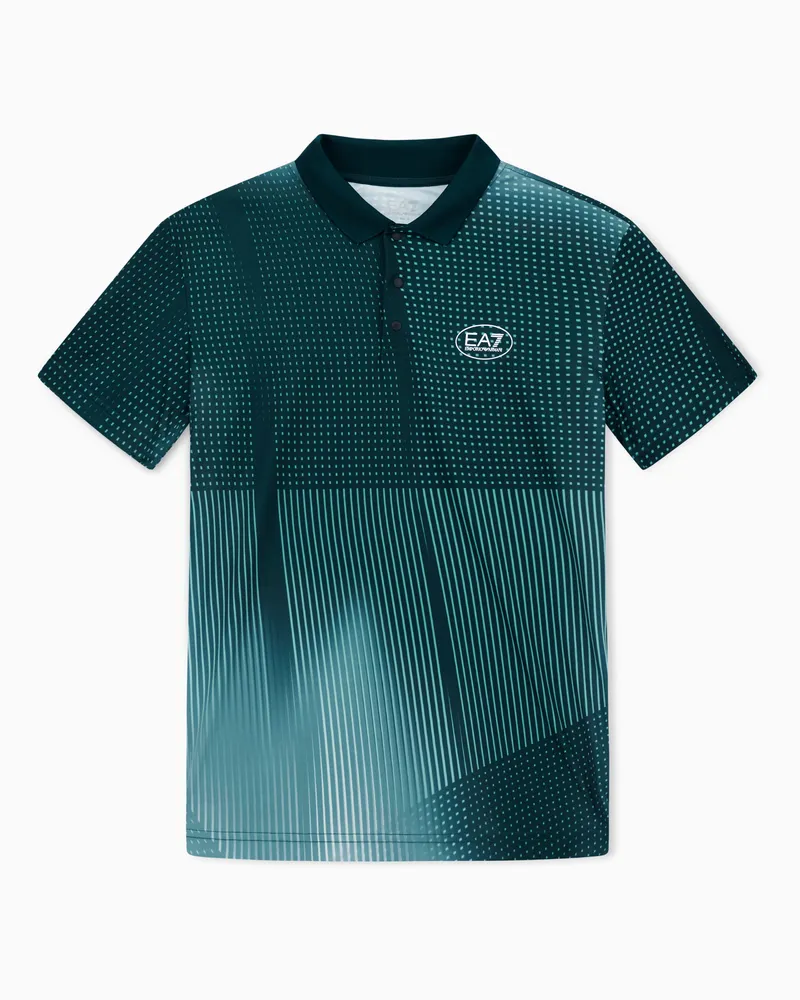EA7 Tennis Pro Poloshirt aus VENTUS7-Funktionsgewebe mit Print Grün