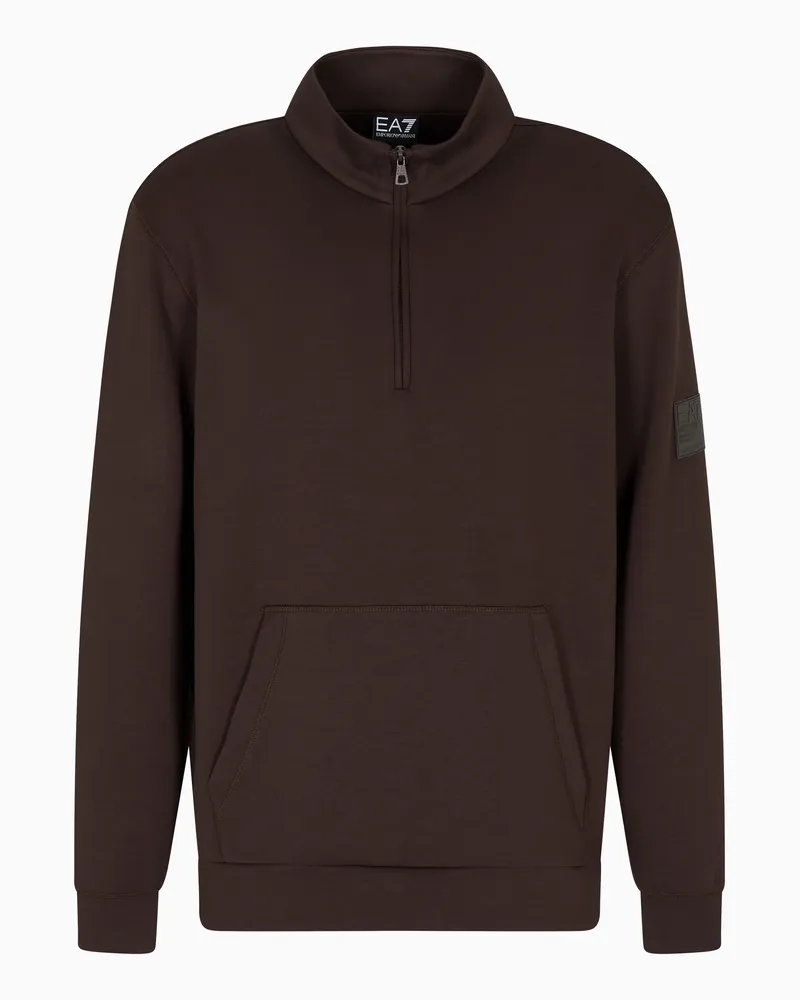 EA7 Core Identity Unisex-Sweatshirt aus einer elastischen Viskose-Mischung Braun