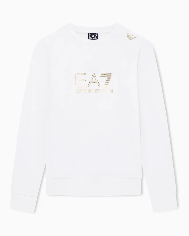 EA7 Evolution Sweatshirt mit Rundhalsausschnitt aus einer elastischen Viskosemischung Weiß