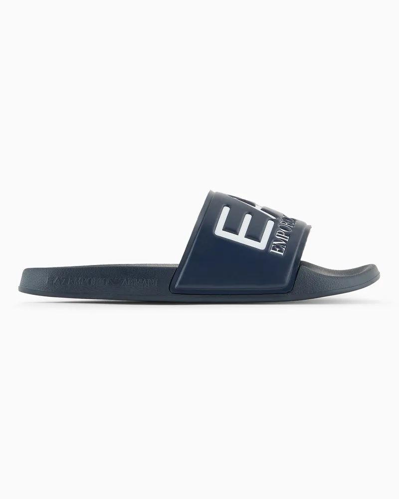 EA7 Pantolette mit großem Logo und rutschfester Gummisohle Blau
