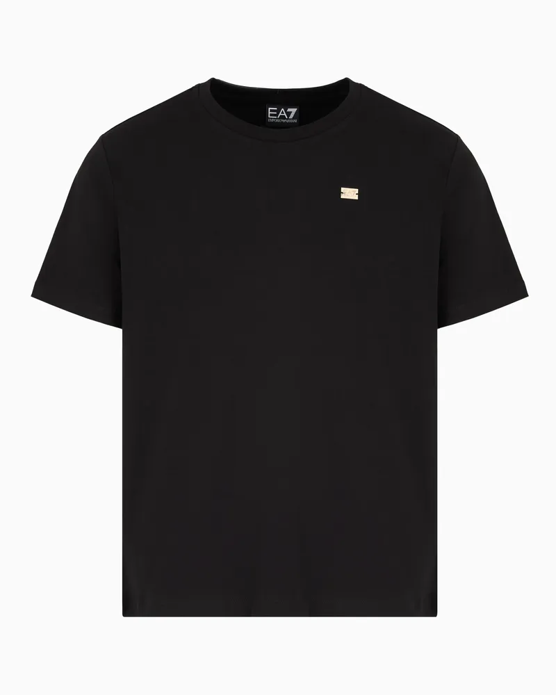 EA7 Core Lady T-Shirt mit Rundhalsausschnitt aus Baumwollstretch-Jersey Schwarz