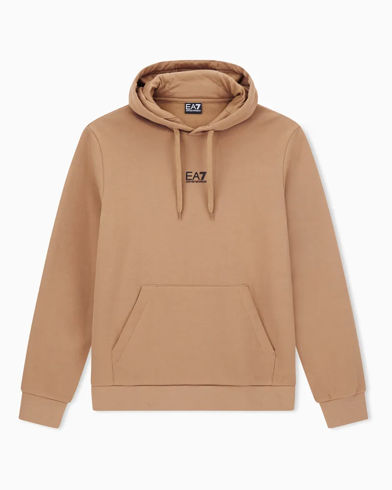 EA7 Core Identity Sweatshirt mit Kapuze aus einer Baumwollmischung Beige