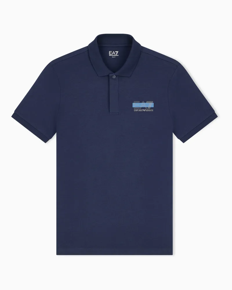 EA7 Poloshirt Visibility schmal geschnitten aus Baumwolljersey Marineblau