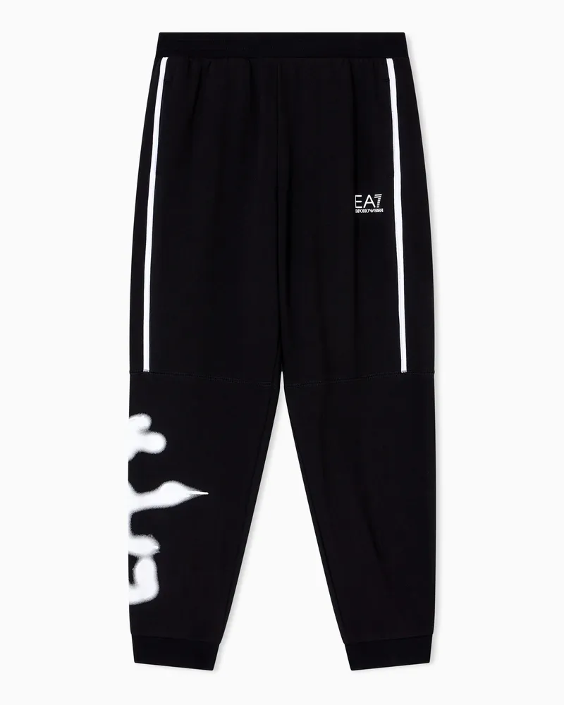EA7 Logo Series Boy Jogginghose aus einer Baumwollmischung Schwarz