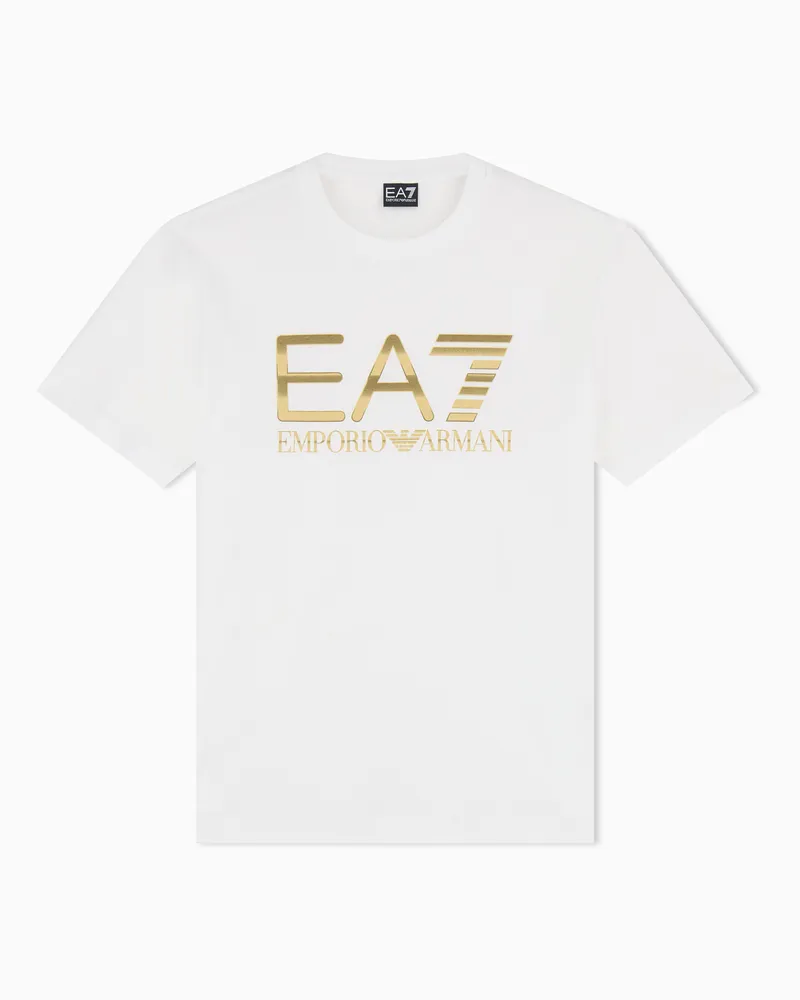 EA7 Logo Series T-Shirt aus Baumwolle mit Maxi-Logo Weiß