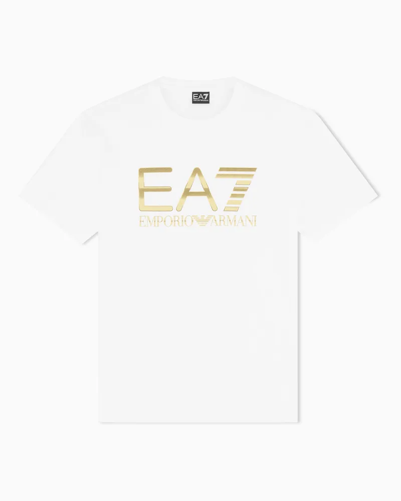 EA7 Logo Series T-Shirt aus Baumwolle mit Maxi-Logo Weiß
