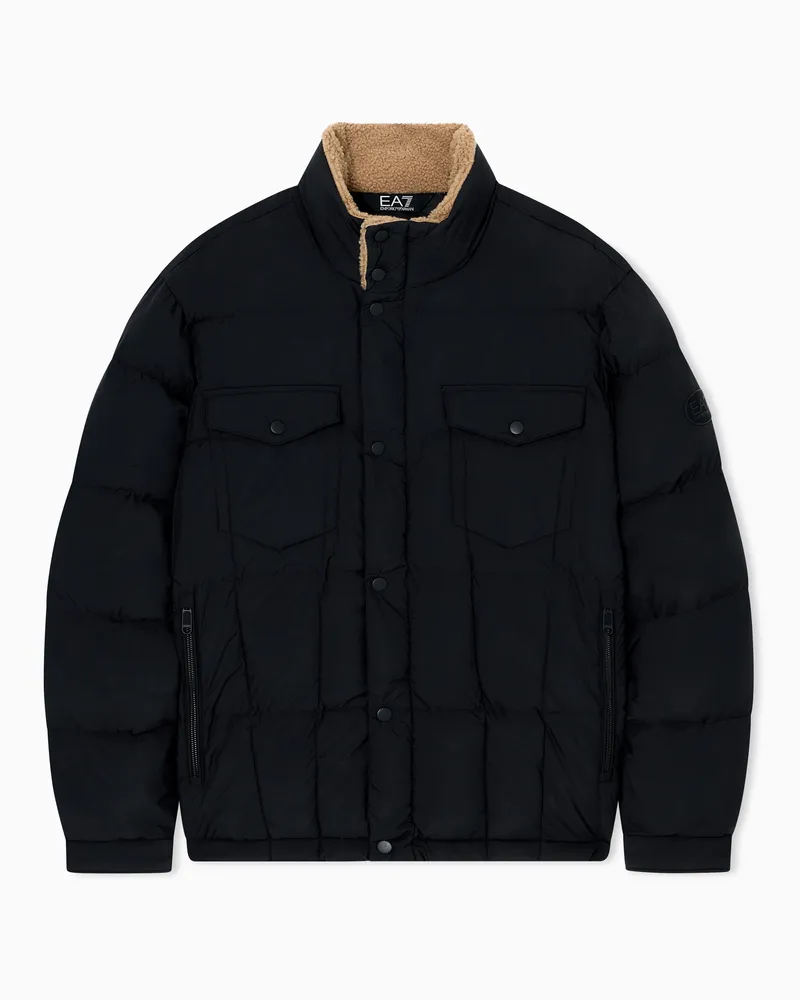 EA7 Wattierte Jacke mit Futter aus Stoff mit Teddyeffekt Schwarz
