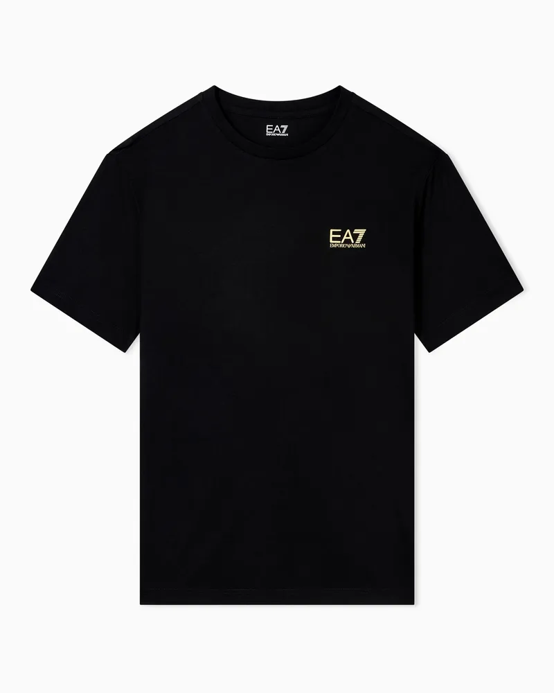 EA7 Core Identity T-Shirt aus Pima-Baumwolle Schwarz